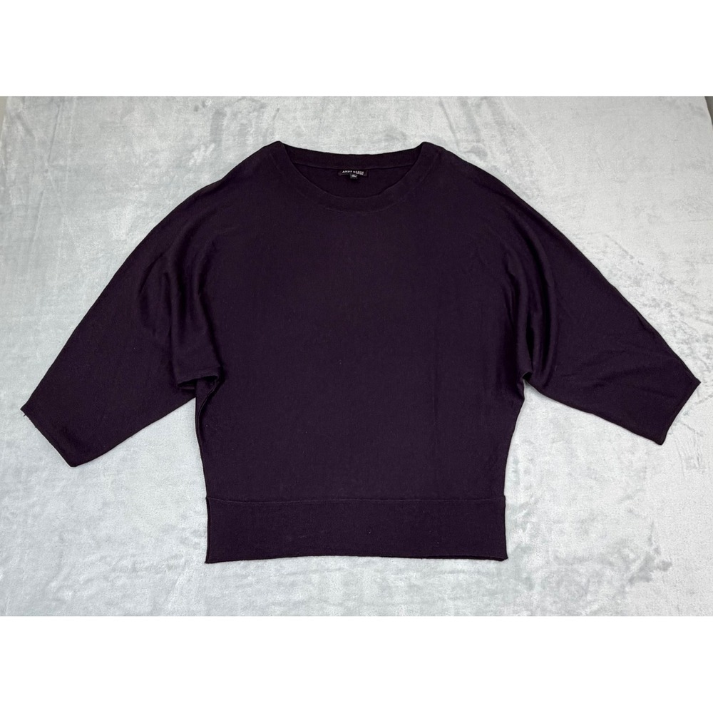 Anne Klein Womens Cashmere Silk Sweater Dolman Sleeve Purple Medium Luxury